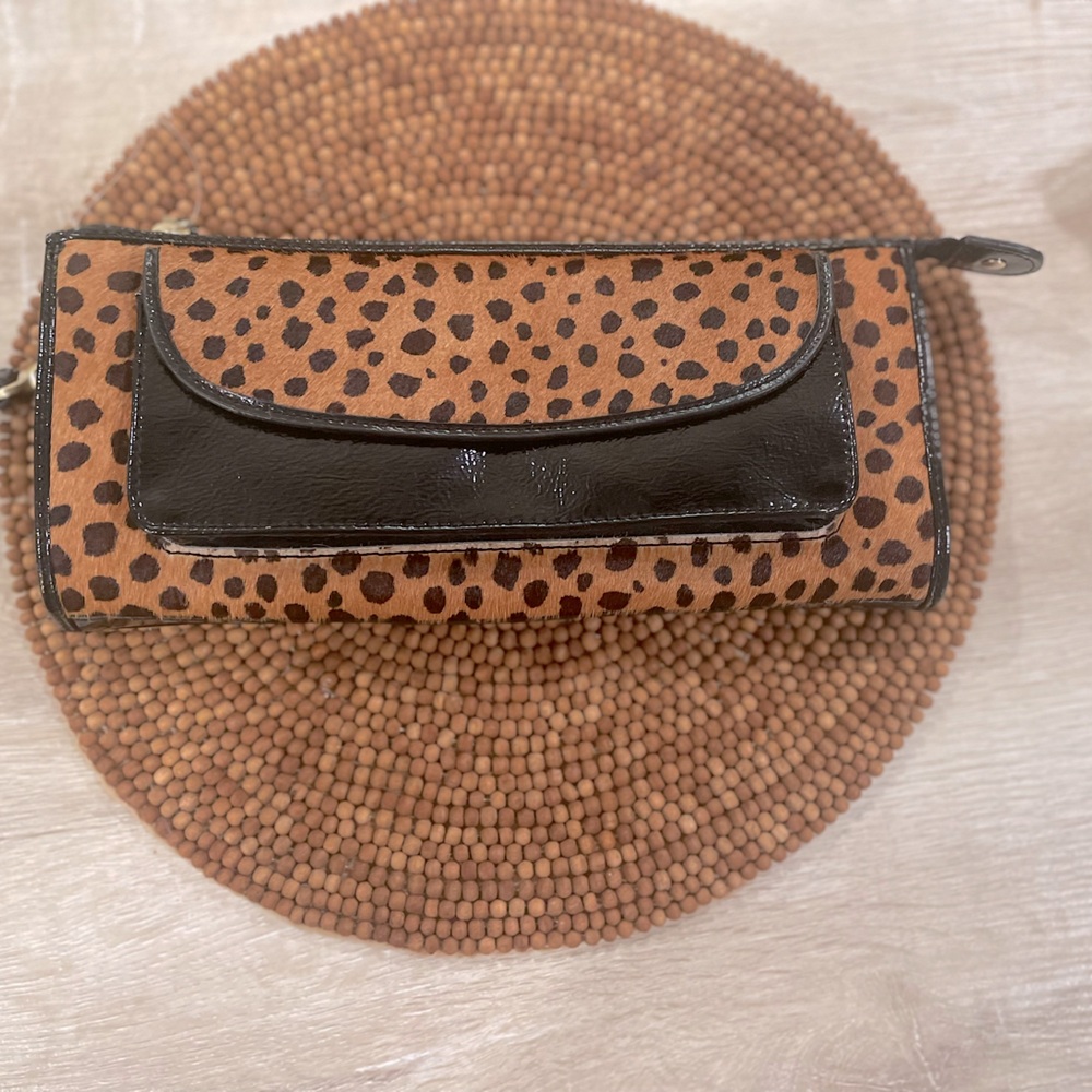 Talbot Cheetah Calf Hair Leather Wristlet Purse